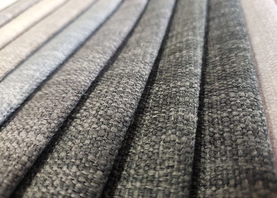 Waterproof Gray Linen Upholstery Fabric Polyester Blend