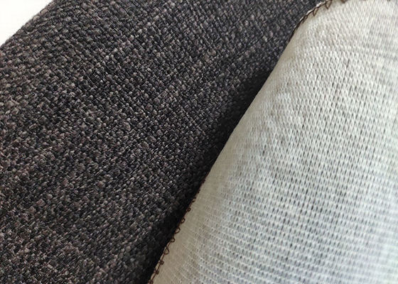 Waterproof Gray Linen Upholstery Fabric Polyester Blend