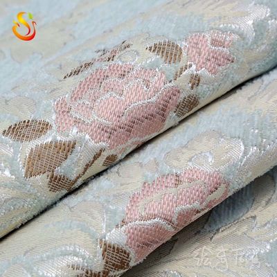 Eco Friendly Jacquard Sofa Fabric Brocade White Cotton Jacquard Fabric