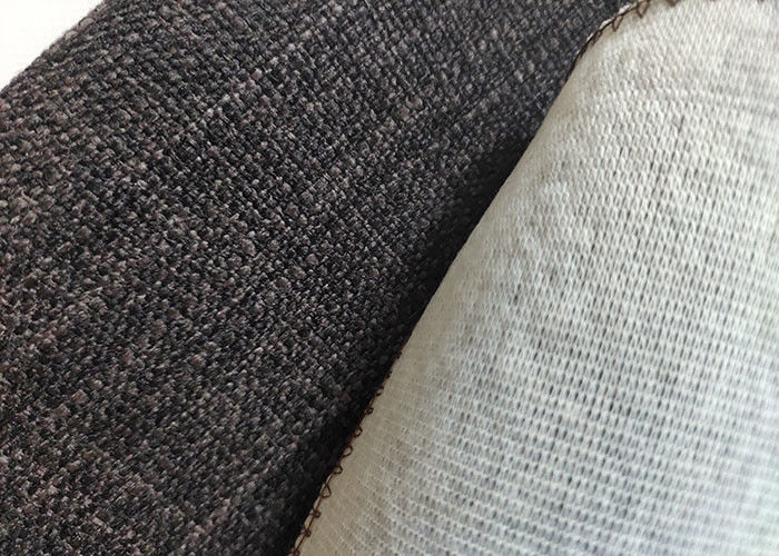 Waterproof Gray Linen Upholstery Fabric Polyester Blend
